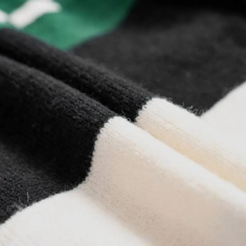 High Street Open Line Rope Color Matching Single breasted V neck Loose Trendy Brand Sweater-5