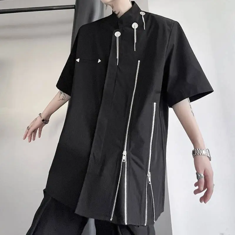 Dark Style Stand Up Collar Shirt-1