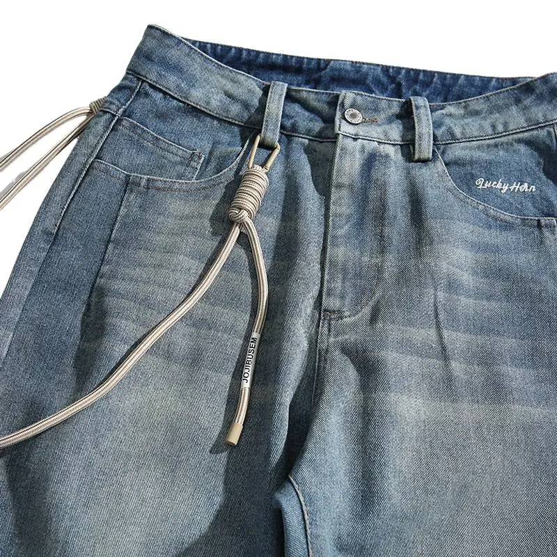 Retro Solid Color Washed Old Jeans-2