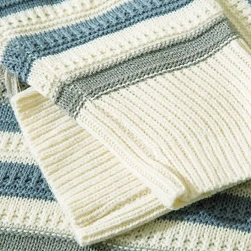 Striped Loose Long Sleeve Knitwear-3