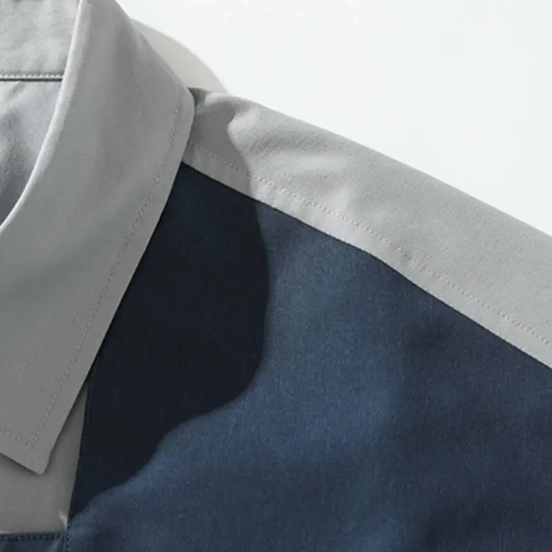 Retro Splicing Short Sleeved Shirt-4