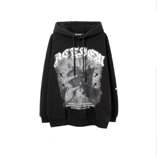 High Street Dark Niche Vintage Washing Water Creative Pattern Fleece Hip-hop Hoodie