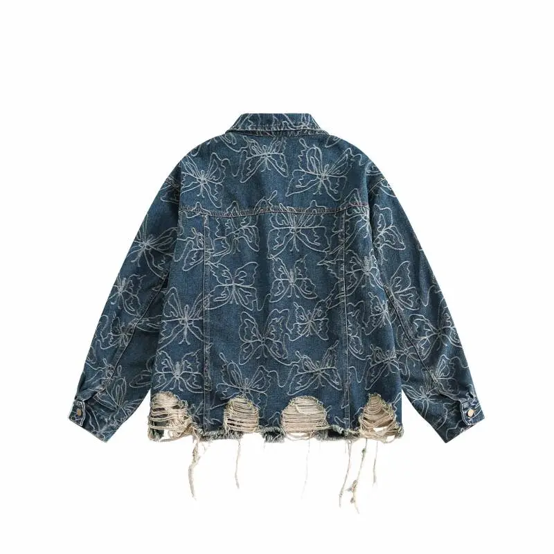 Ripped Loose Denim Jacket-1