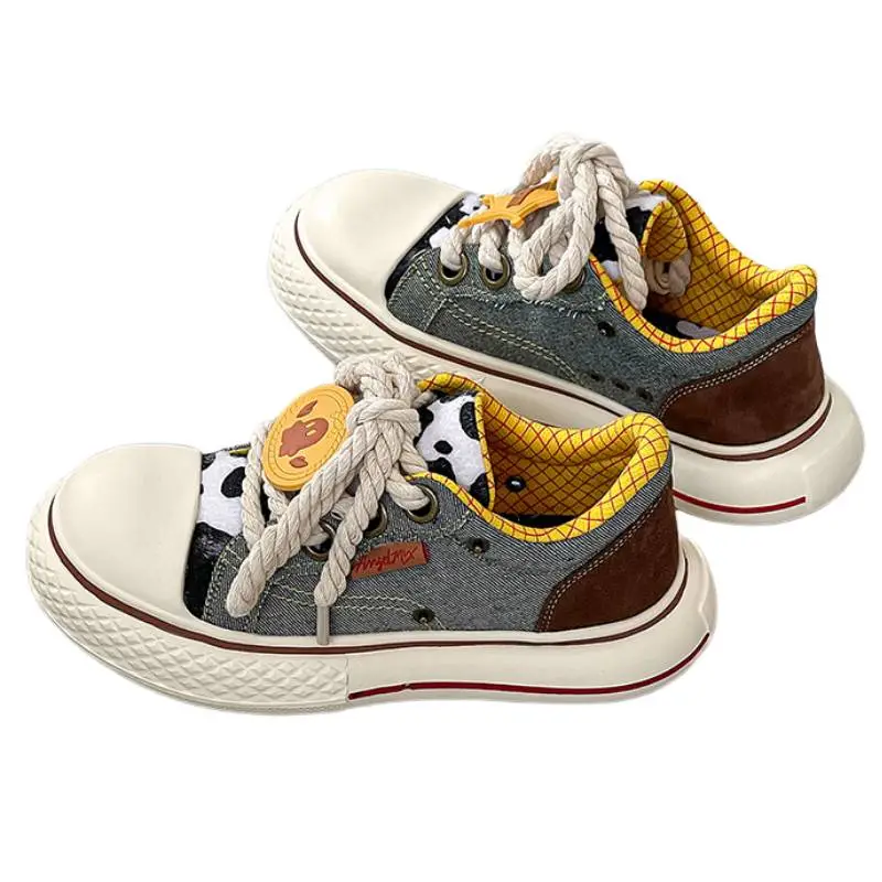 Trend Woody Cartoon Thick Soled Canvas Shoes-1