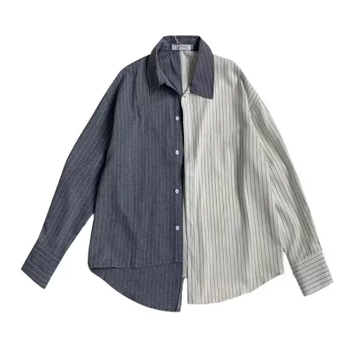 Color-matching Striped Stitching Long-sleeved Shirt