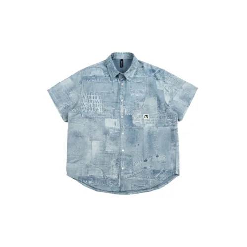 Niche Tide Brand Workwear Pocket Loose Short Sleeve Denim Shirt