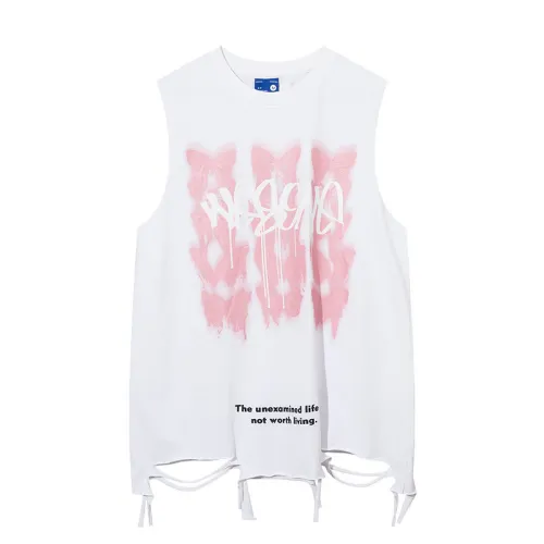 Hip-hop Pink & Black Contrast Vest