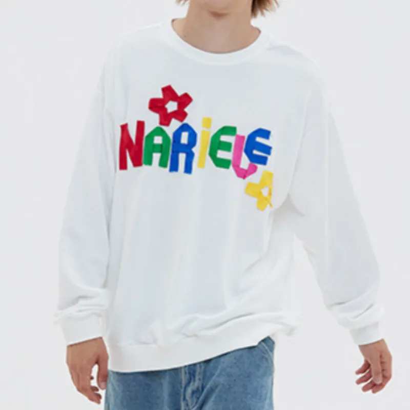 Letter Pattern Crewneck Sweatshirt-5