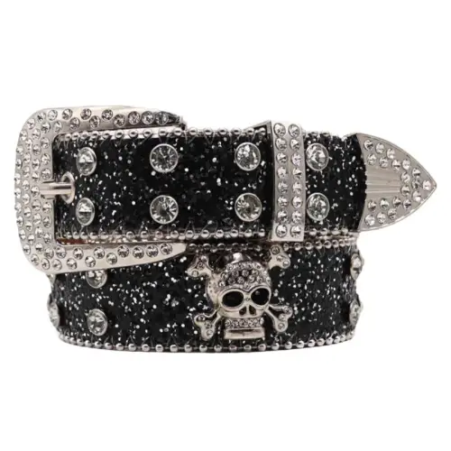 Personality Fashion Hip-Hop Punk Rhinestone Skull Wide Belt