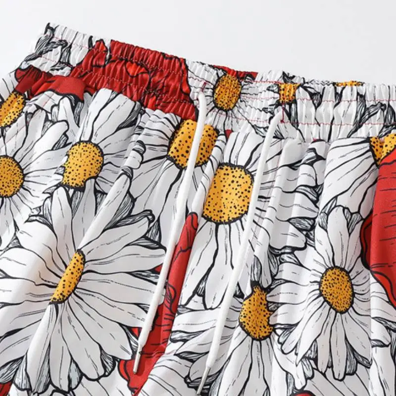 Hong Kong Style Floral Beach Pants-3