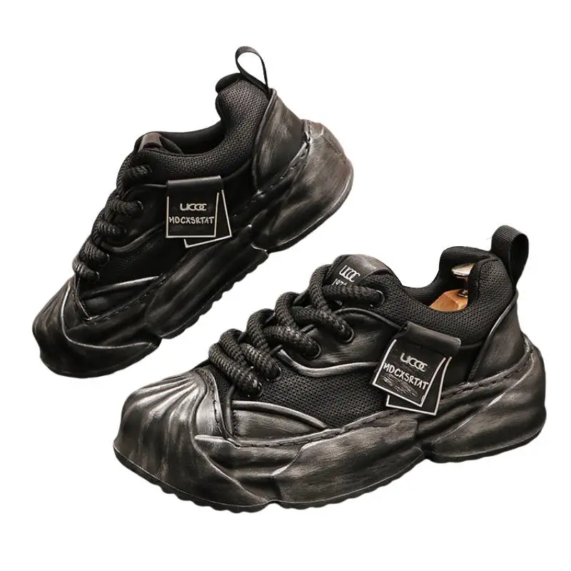 Mesh Breathable Color Matching Trendy Double Lace Casual Shoes-1