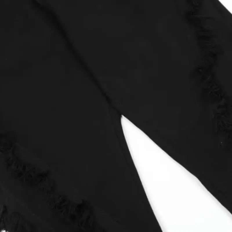 High Street Vibe Structure Design Rough Edge Jeans-5