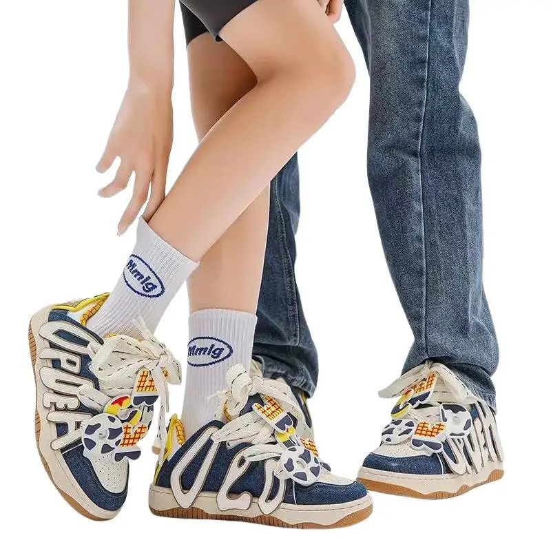 Letter Niche Trendy Thick Bottom Board Shoes-2
