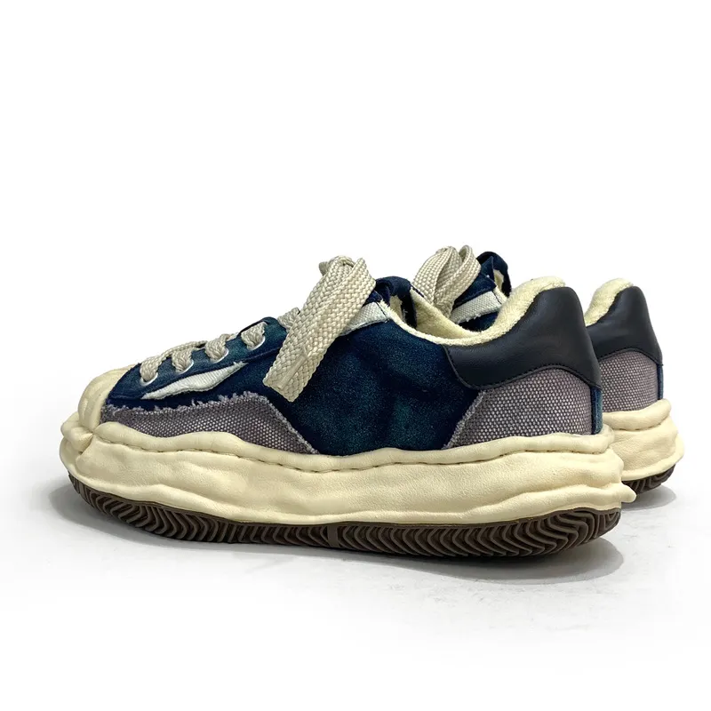 Washed Leather Height Enhancing Retro Sneakers-2