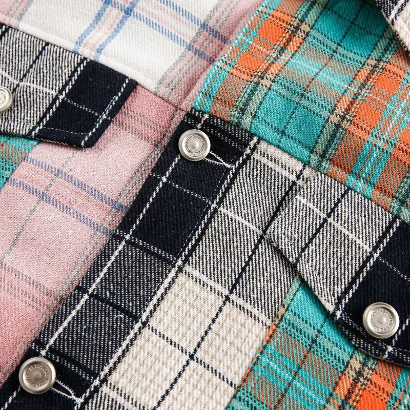 Loose Patchwork Plaid Contrast Color Jacket-4