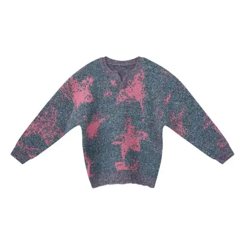 Fuzzy Color Design V-Neck Loose Sweater