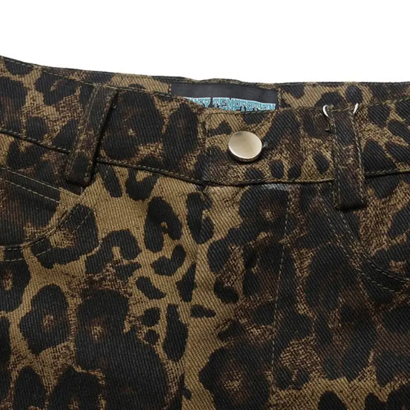 Retro Style Casual Pants Wilderness Street Leopard Print-2