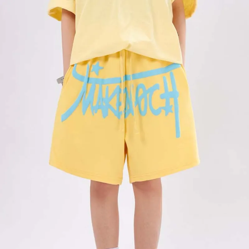 Loose Casual Versatile Letter Print Sports Shorts-6