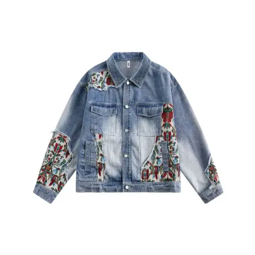 Retro Ethnic Splicing Denim Jacket