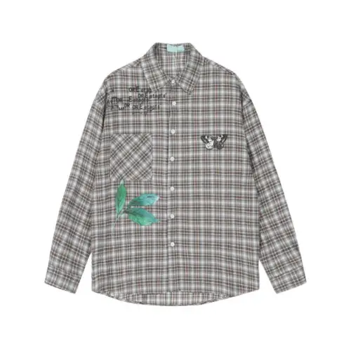 Direct Spray Printed Plaid Shirt