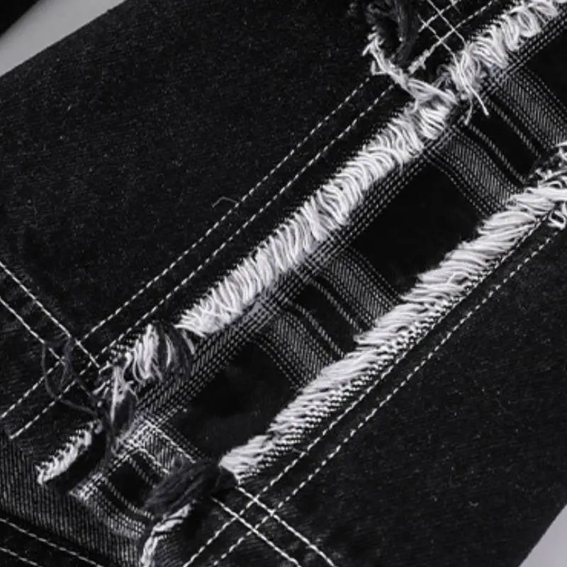 Trendy Stitching Denim Trousers-5