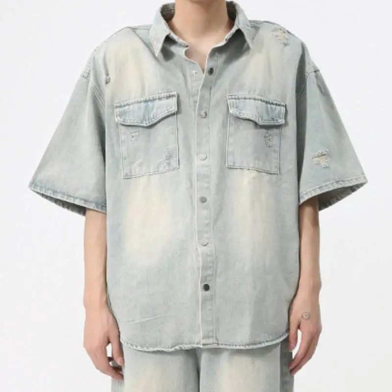 Trendy Washed Denim Suit-1