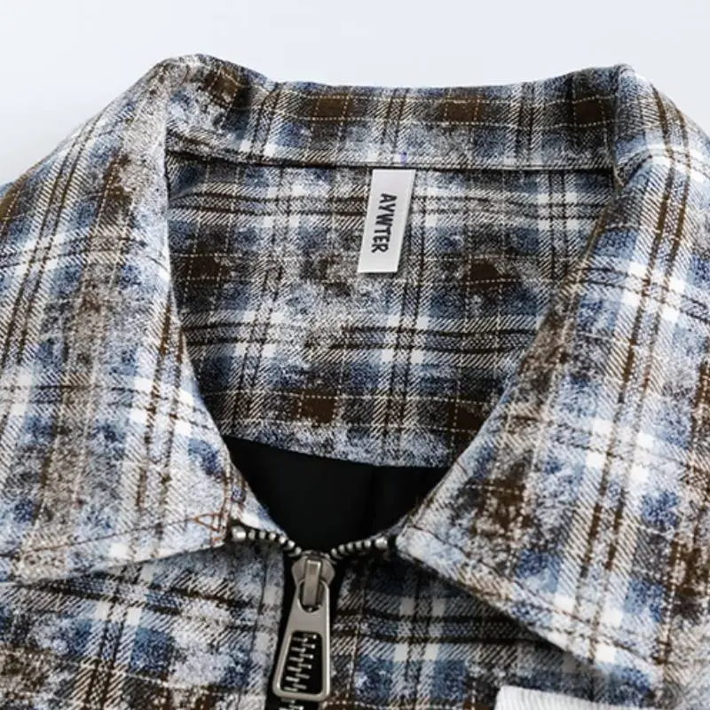 New Color matching Plaid Pic Lapel Jacket-2