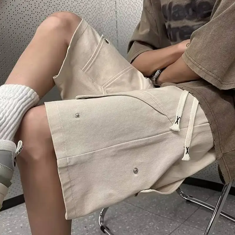 Retro Casual Shorts with Splicing-5