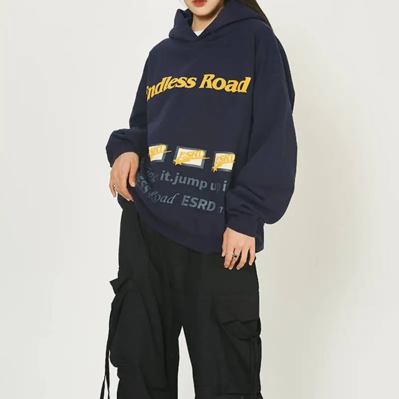 Maillard Front and Back Printed Hooded Fleece Sweater-5