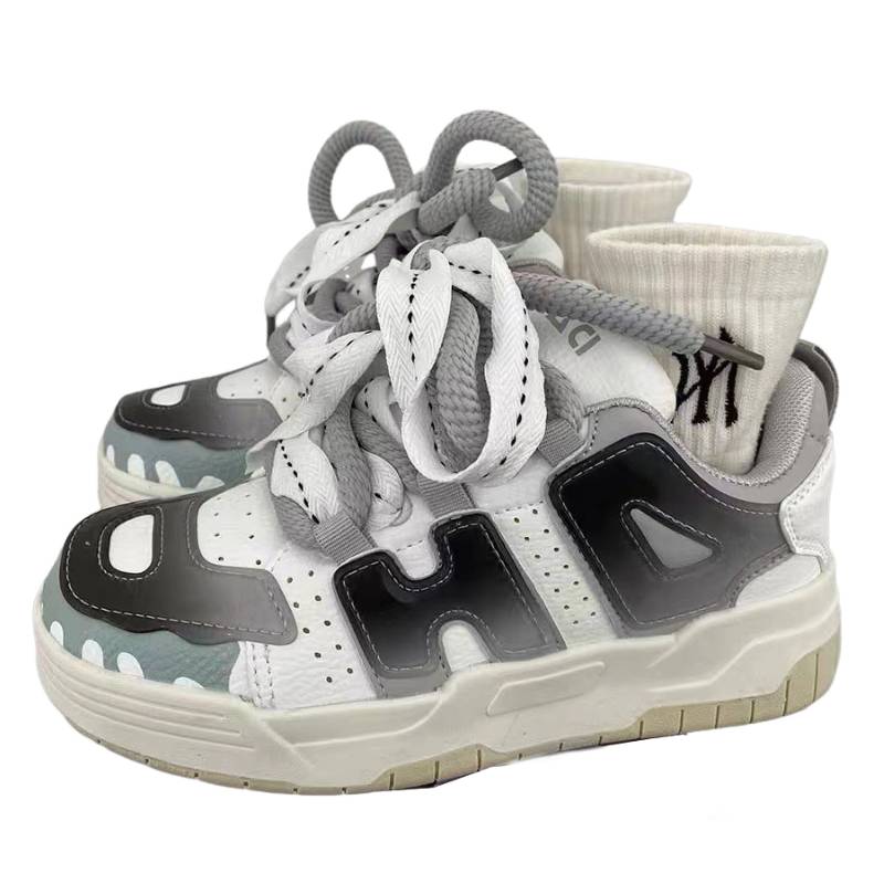 High Street Gradient Graffiti Thick Bottom Board Shoes Gray