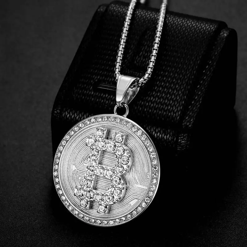 Hip Hop Gold Plated Bitcoin Pendant-1
