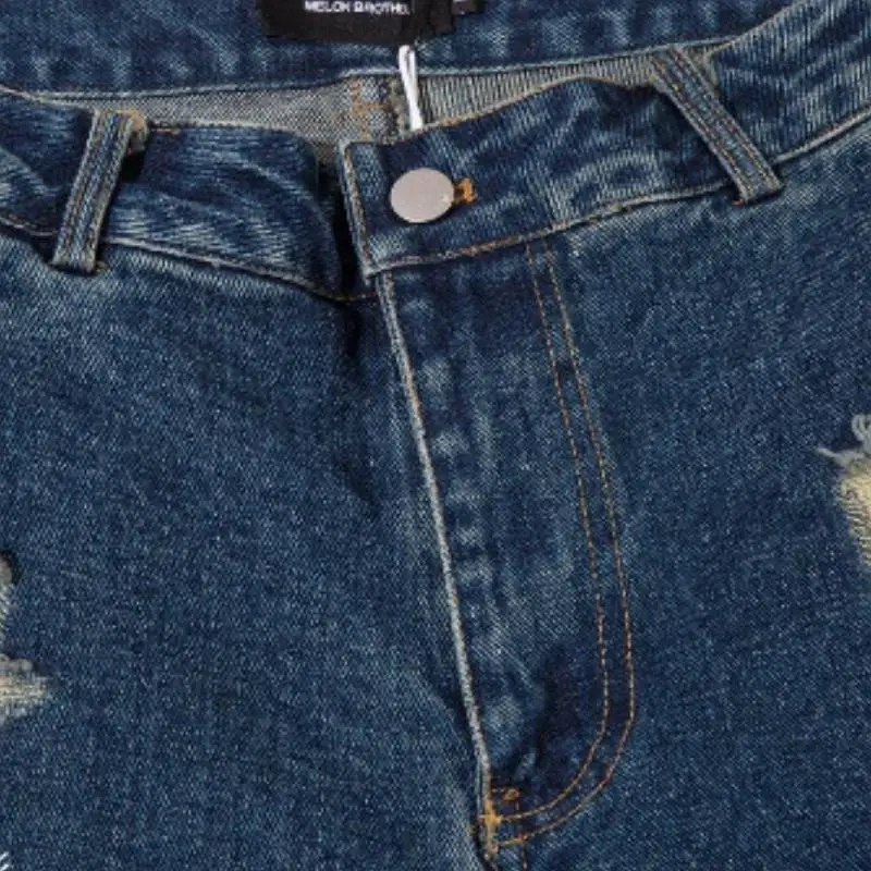 Patchwork Contrast Washed Jeans-5