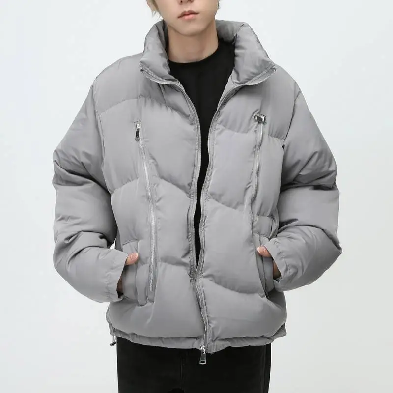 Retro Double Zipper Tooling Collar Cotton padded Coat-1