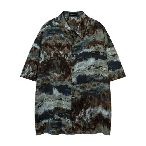 Retro Short Sleeve Camouflage Full Print Shirt