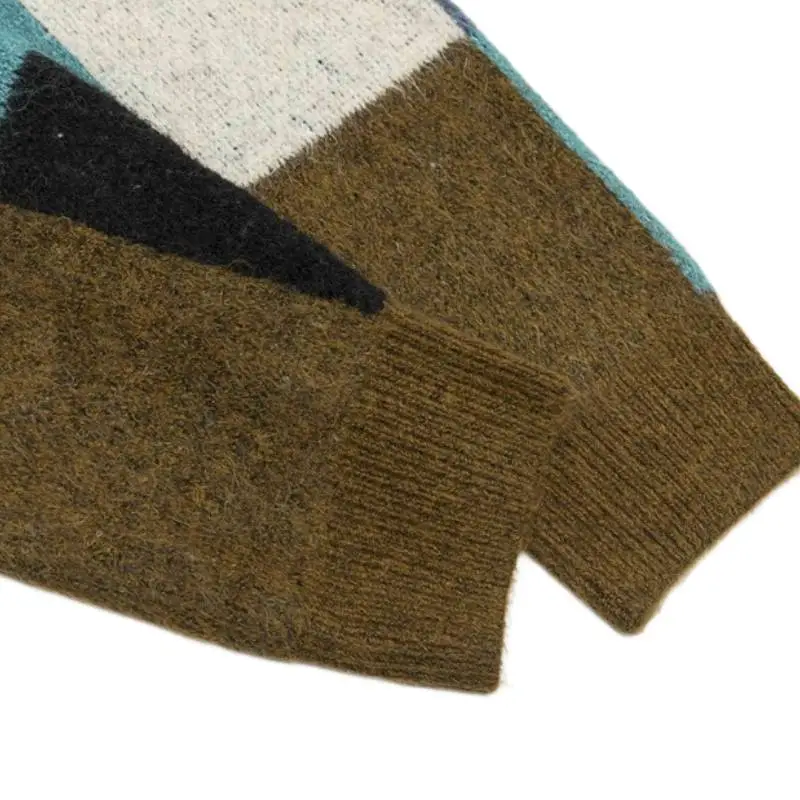 Contrast Color Stitching Retro Sweater-5