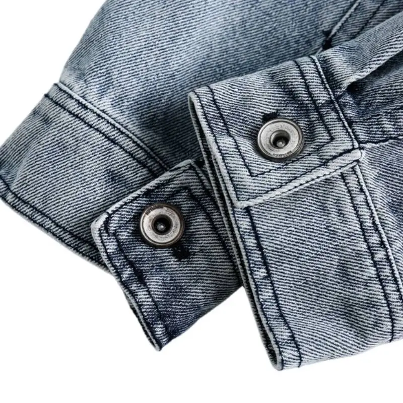 Retro Butterfly Embroidered Washed Denim Jacket-6