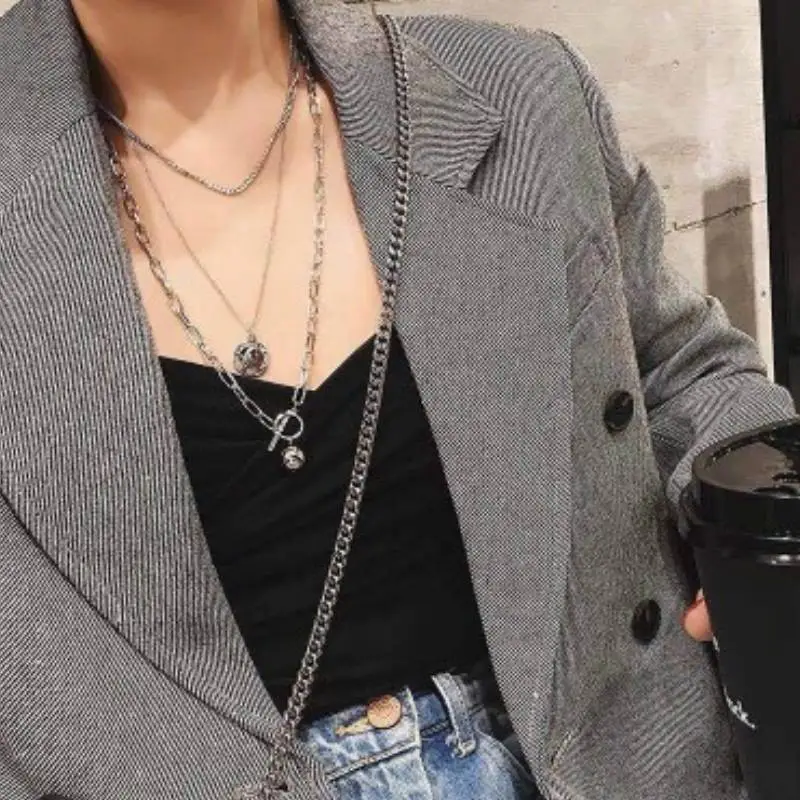 Personality Hip Hop Multi Layer Necklace-2