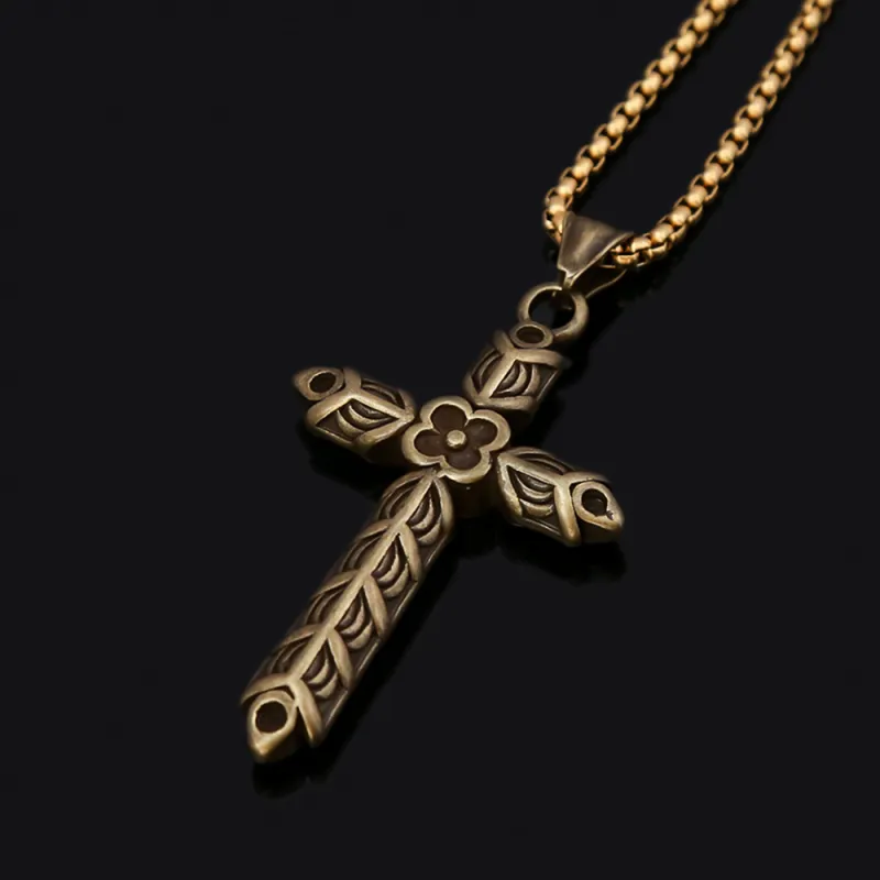 Flower Pendant Stainless Steel Necklace Jewelry-4