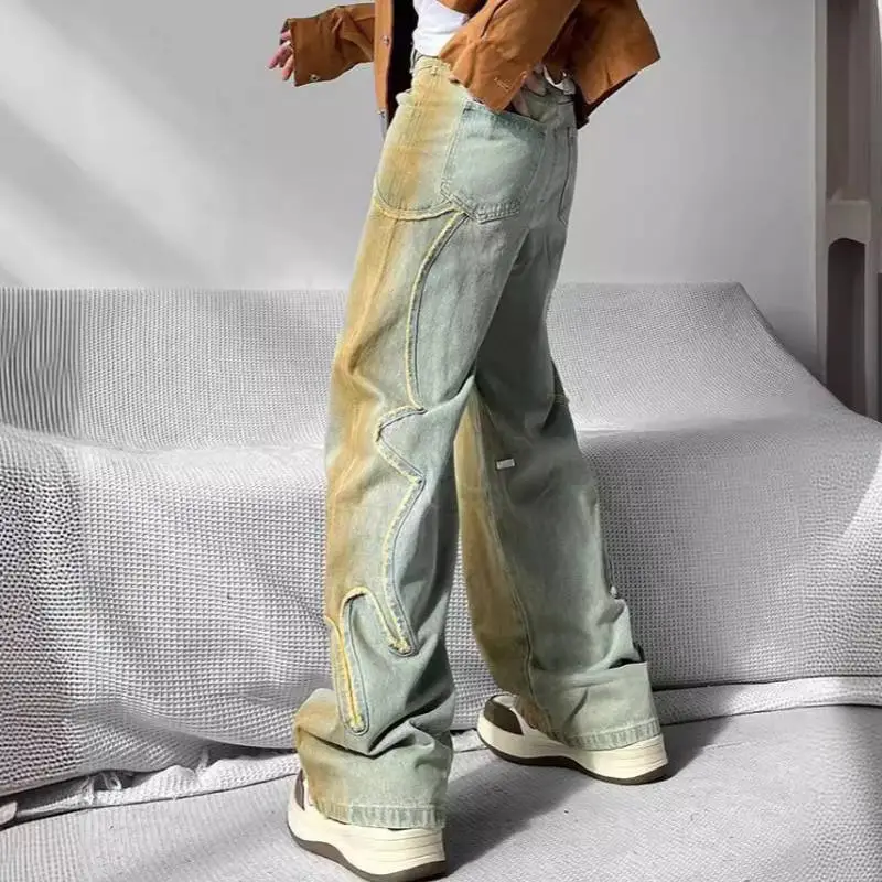 Retro Loose Washed Popular Jeans-2