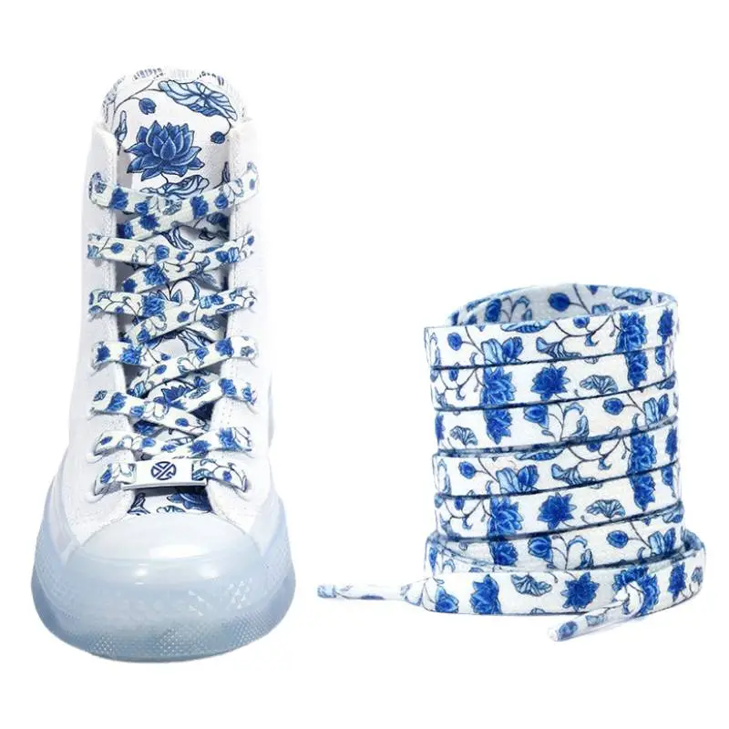 Blue And White Porcelain Pattern Shoelaces-2