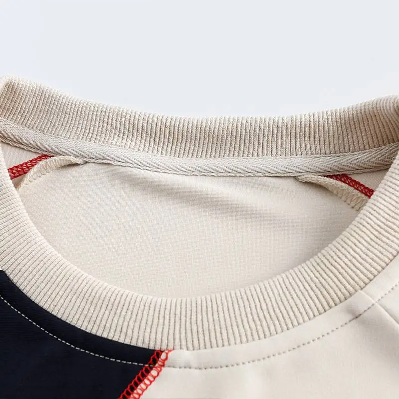 Retro Hasselblad Line Contrast Color Stitching Sports Pullover Sweatshirt-4