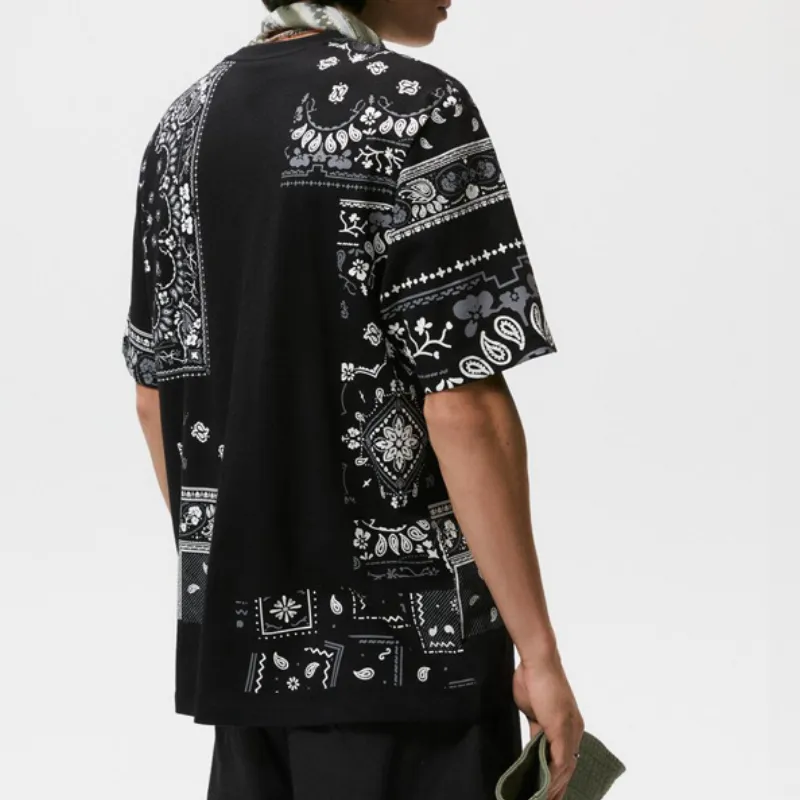 Niche Cashew Flower Printed Half sleeved T shirt-3