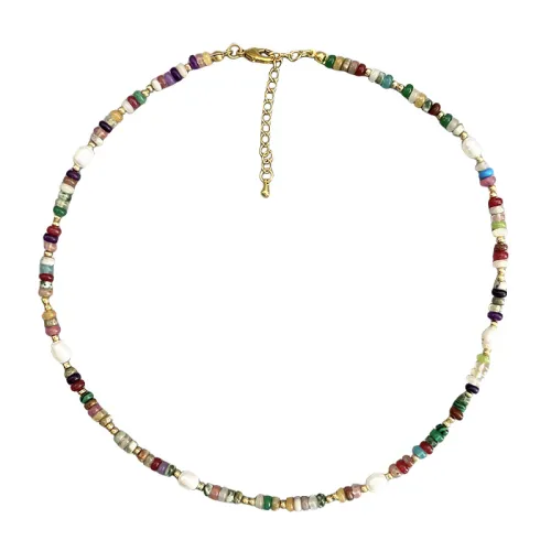 Retro Color Beaded Pearl Necklace