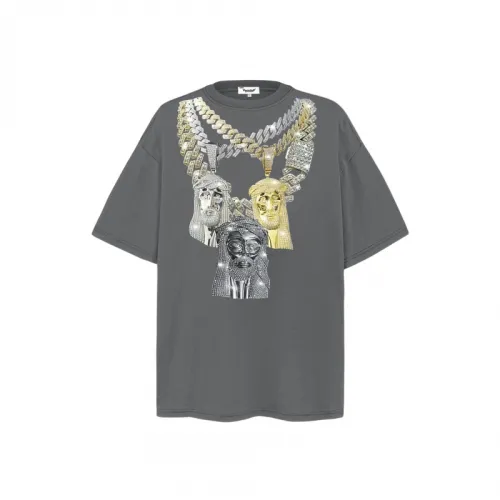 Hip-Hop Necklace Design Printed T-Shirt