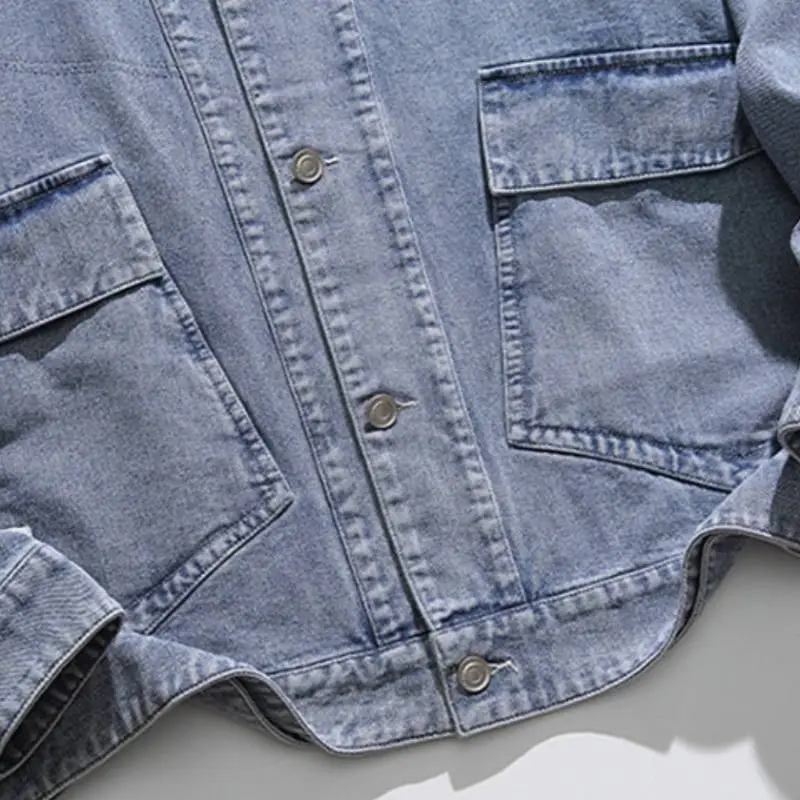 Street Vintage Washed Loose Denim Jacket-3