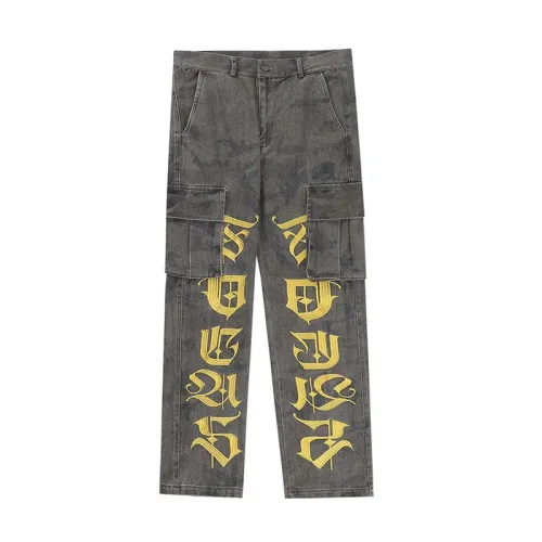 Hip-Hop Personalized Letter Print Jeans