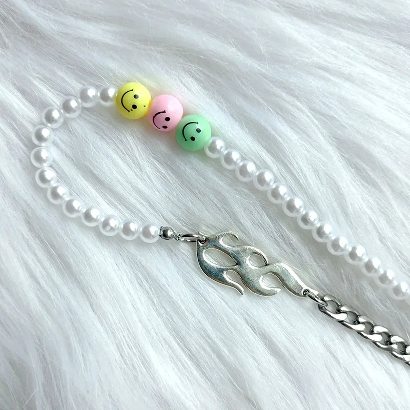 Stainless Steel Highlight Pearl Splicing Necklace-1
