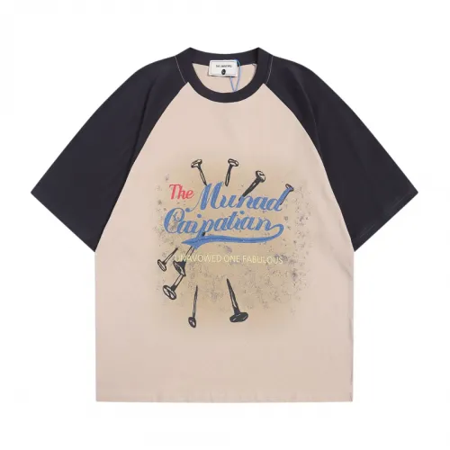 Retro Contrast Color Raglan Letter T-Shirt