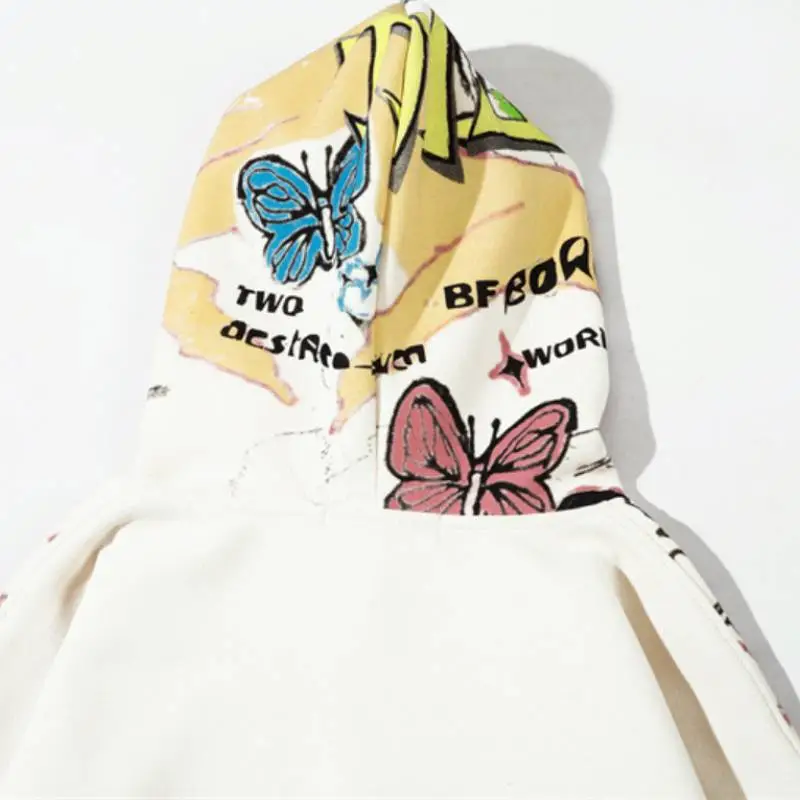 New Seanson Graffiti Print Versatile Style Loose Hoodie-3