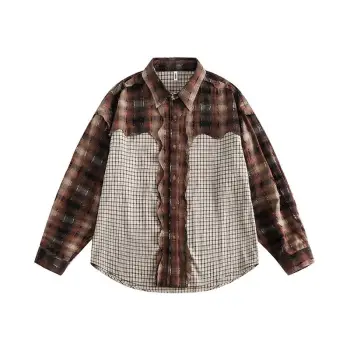 Maillard Tone Cut Edge Plaid Shirt